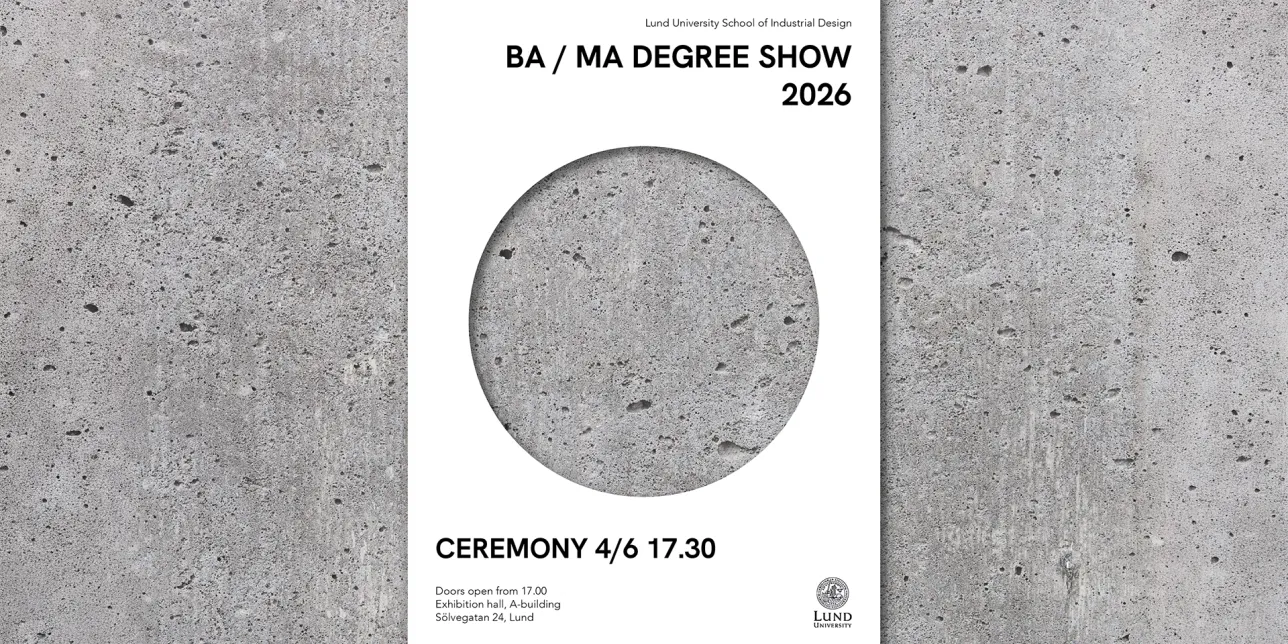 degree show poster with concrete textured background. Illustration. 