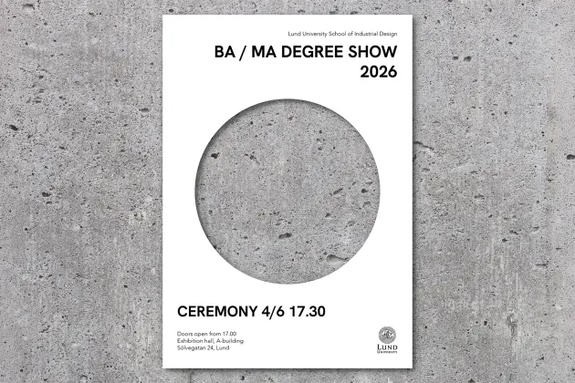 degree show poster with concrete textured background. Illustration. 