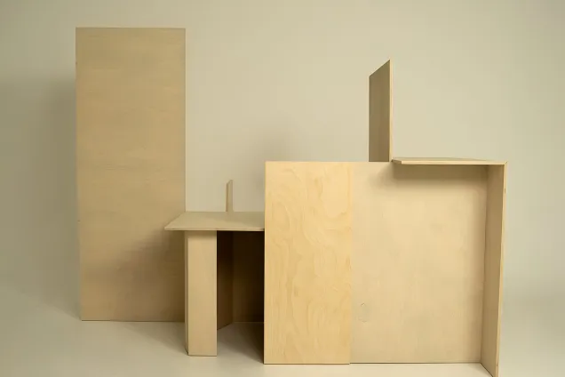 sculptural furniture made of Plywood.