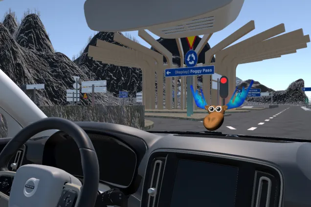 the view from inside a car. 3D-render.