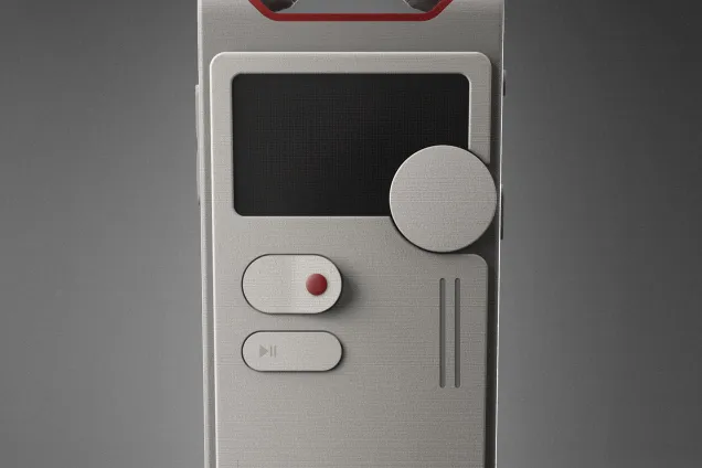 a handheld audio recorder.