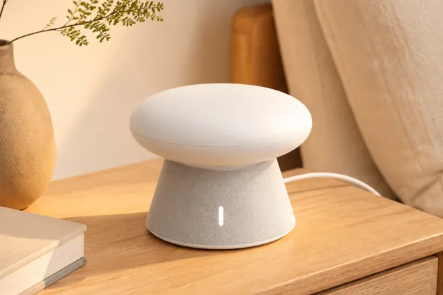small speaker with an oval shaped top. 3D rendering. 