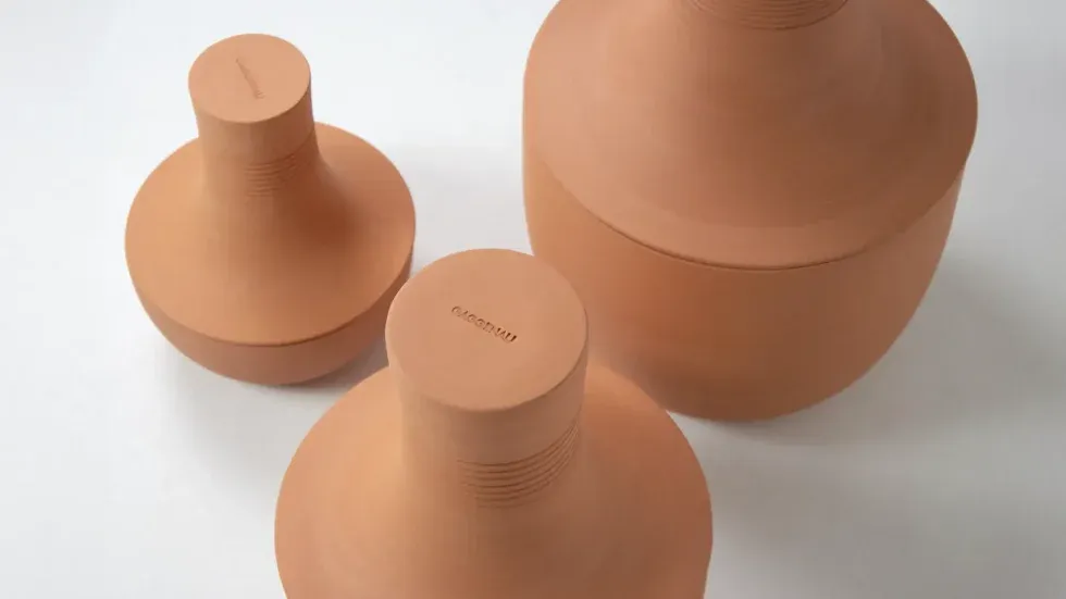 cast pots in terracotta color