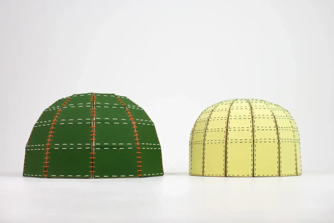 two seating poufs next to each other
