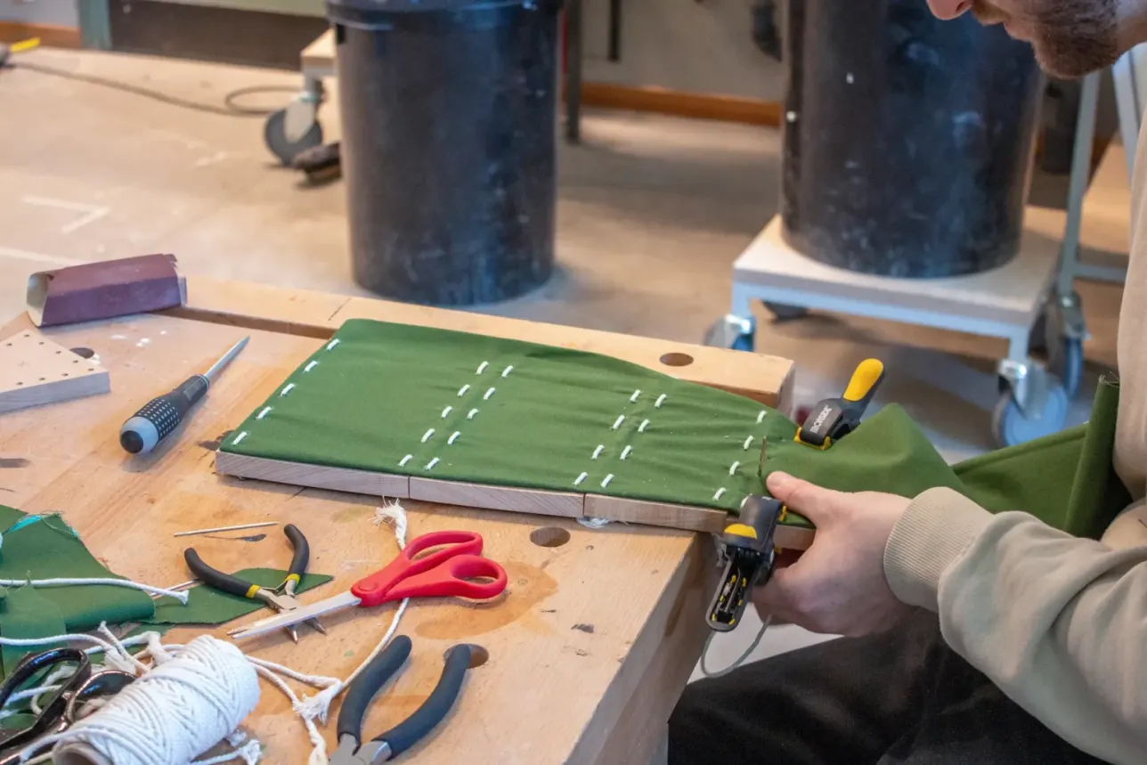 workshop process of a green tile