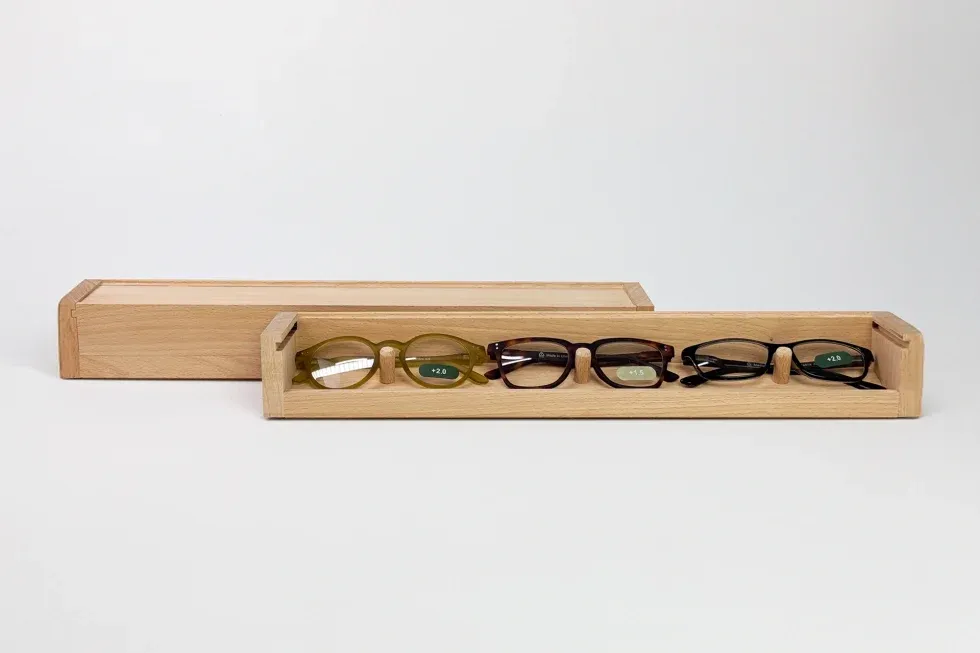 wooden storage box and display for glasses