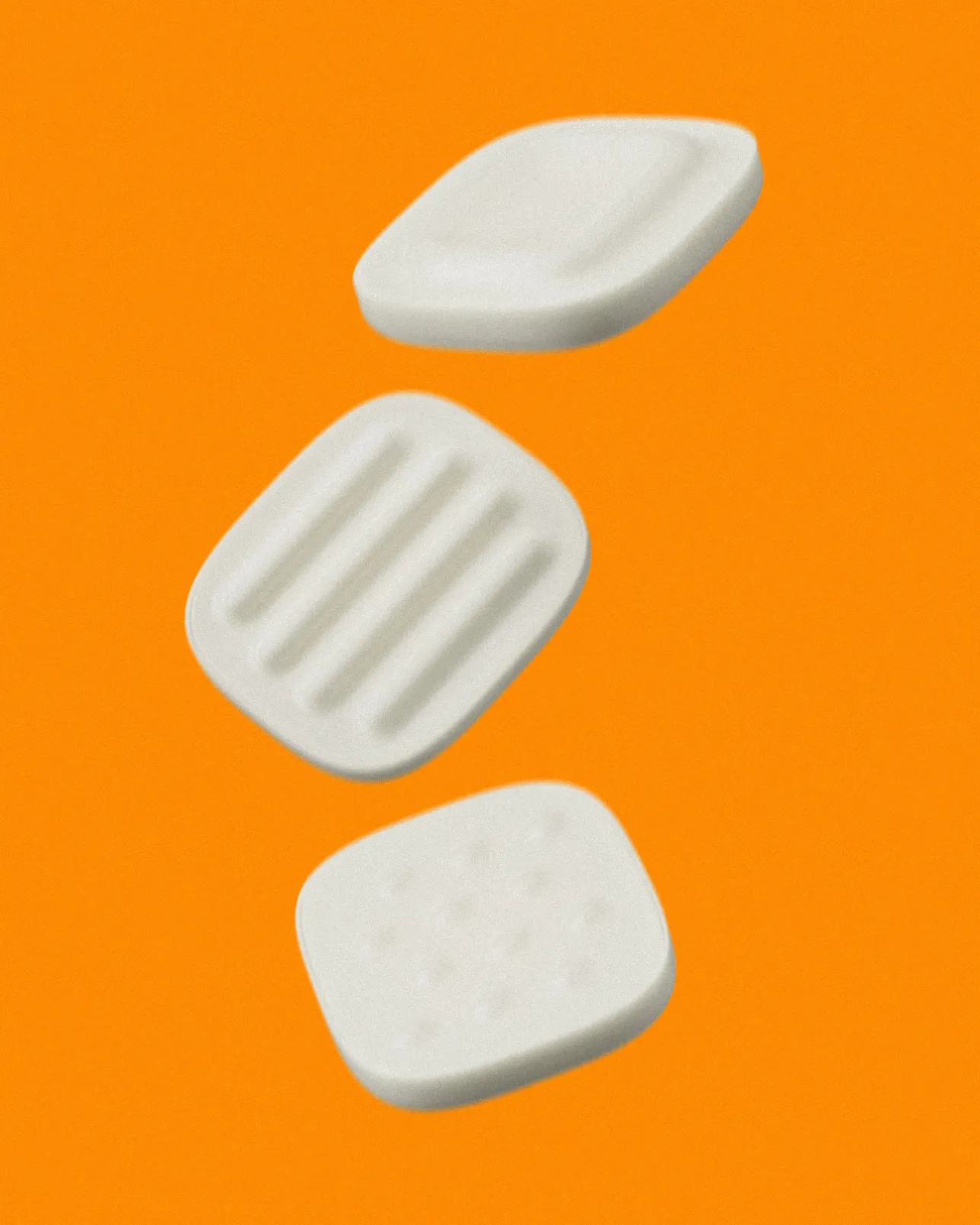 three objects with tactile patterns. 