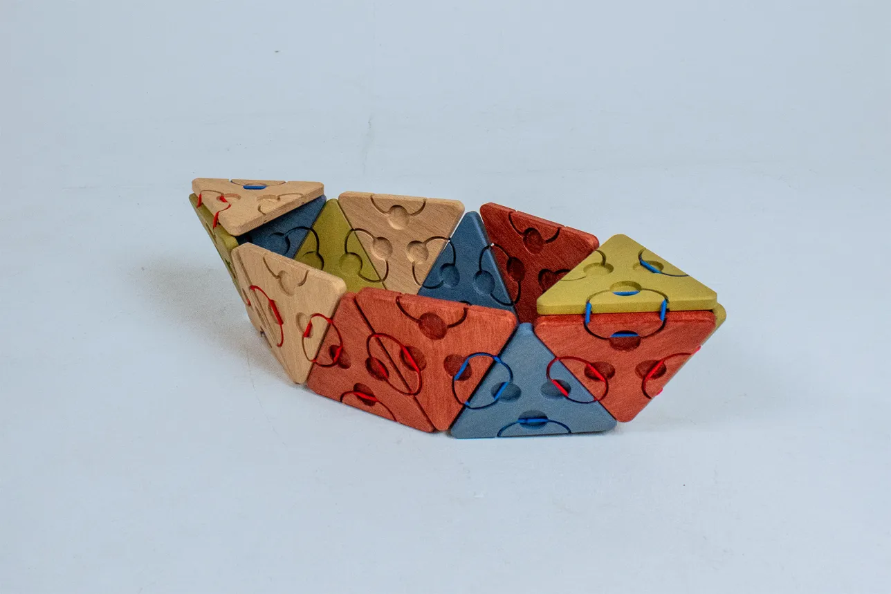 A ship built from triangles and squares. Photo. 